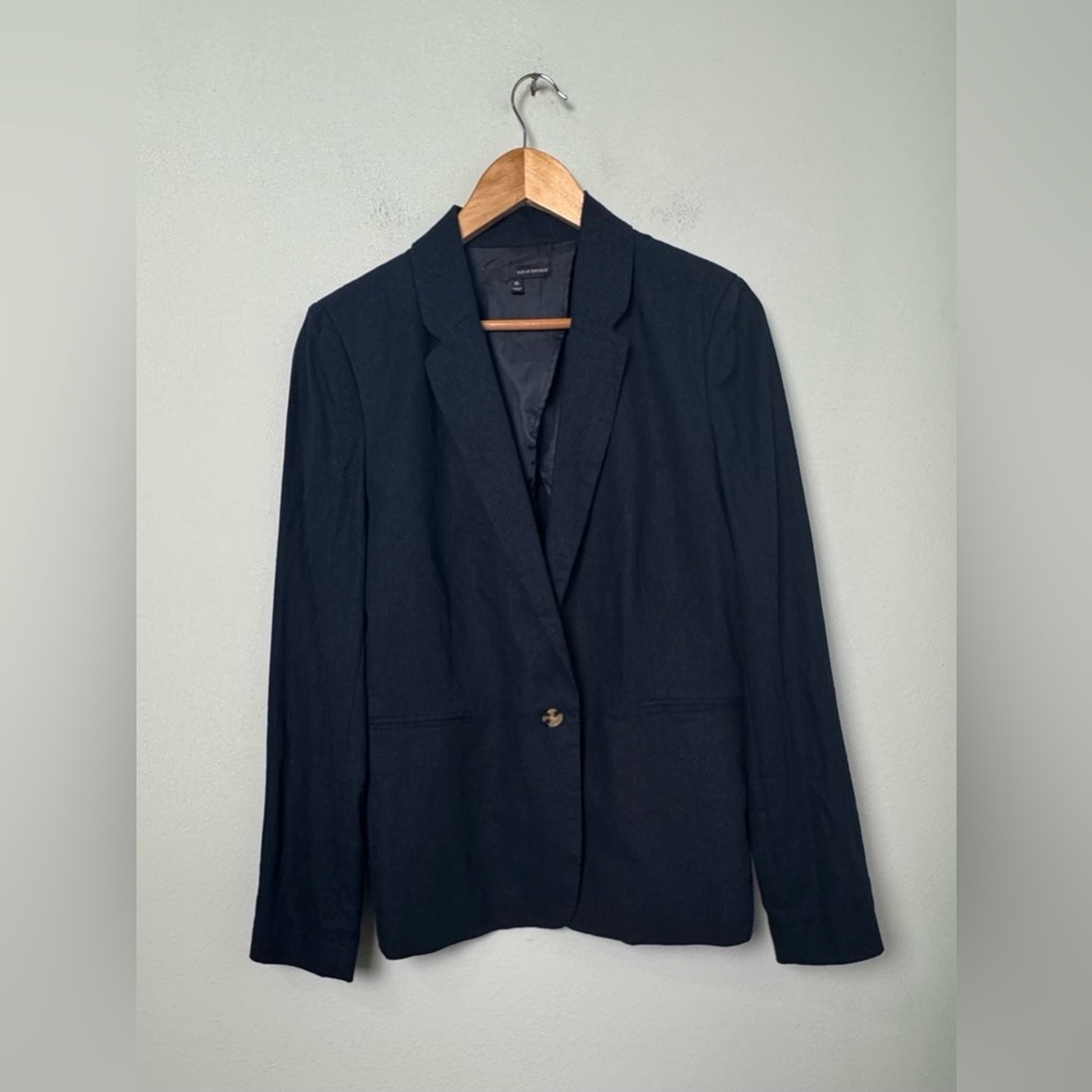 Harve Bernard Linen Blend‎ Blazer in Navy Blue Size 10
